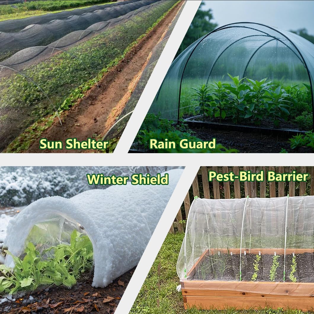 Garden Greenhouse Hoops Kit 15 Sets -2-Section Design, 8ft Grow Tunnels Poles Plant Raised Beds, 30 Pcs 4ft Solid