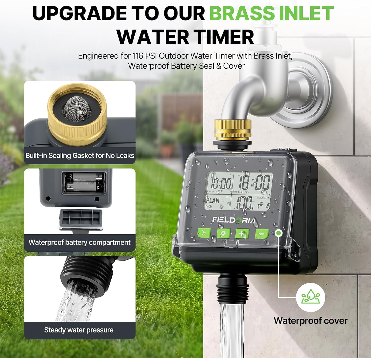 Sprinkler Timer for Garden Hose, Programmable Watering Timer with Rain Delay, Outdoor Automatic& Manual Irrigation