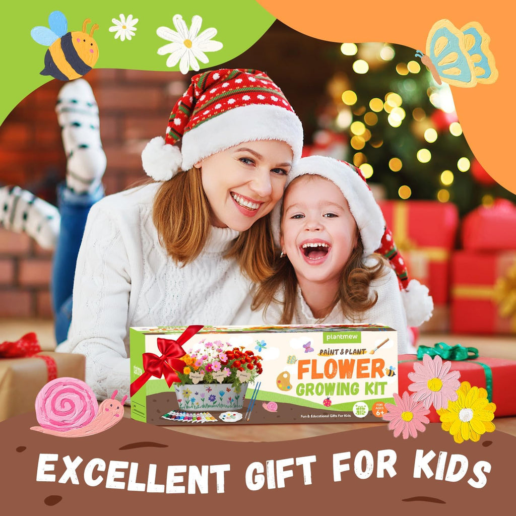PLANTMEW Paint & Plant Flower Growing Kit for Kids - Fun Kids Gardening Set - Unique Birthday, Crafts & Arts, Gardening