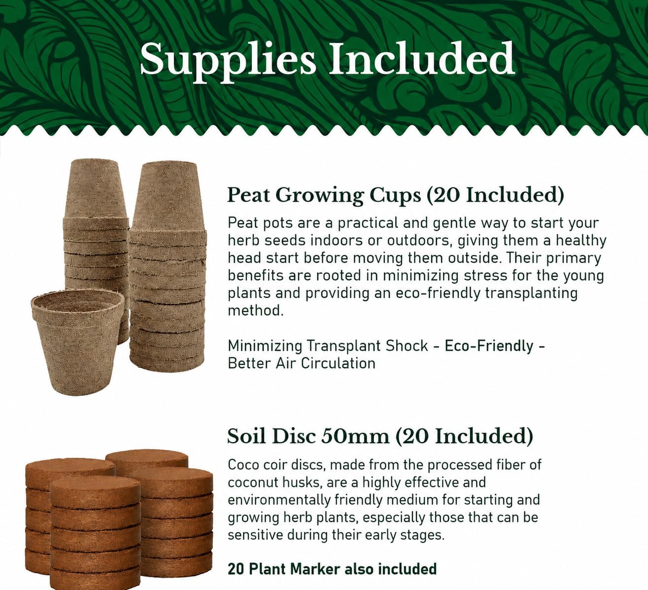 20 HERB Seeds Variety Pack - Complete Grow Kit Culinary Herbs Indoor Outdoors Herb Seeds, Basil, Oregano, Mint, Thyme &