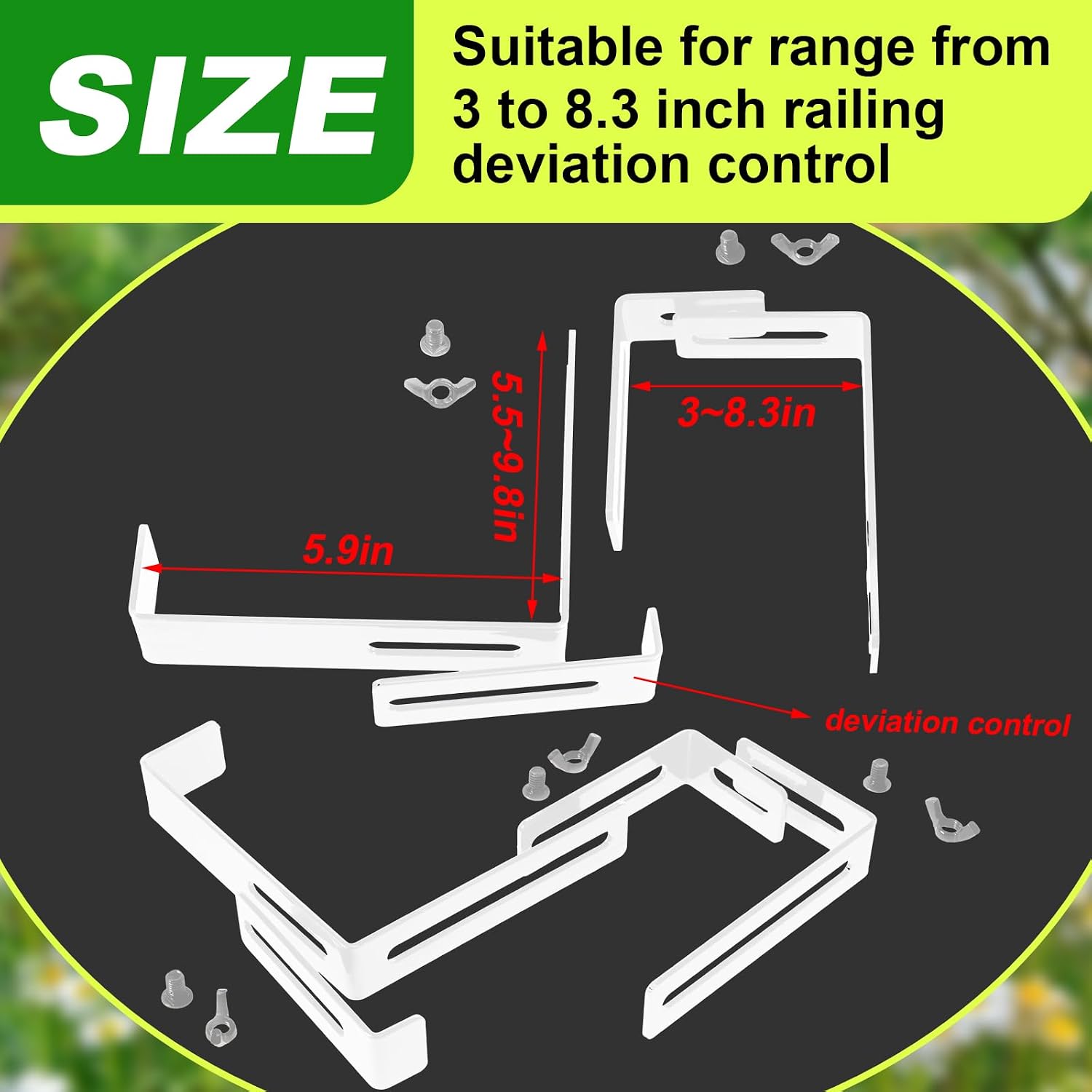 Leinuosen 4 Pcs Adjustable Window Boxes Brackets Planter Box Bracket Heavy Duty Deck Railing Hanging Flower Stand for