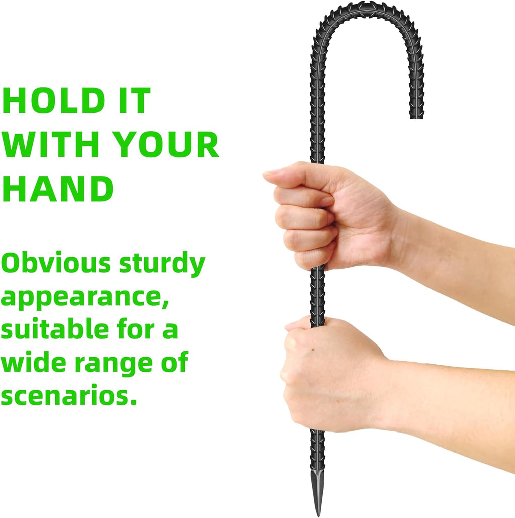 10 Pieces 16-Inch Garden Ground Stakes Galvanized Steel J Shape Hook Rebar Stake - Heavy DutyAnchors for Tents