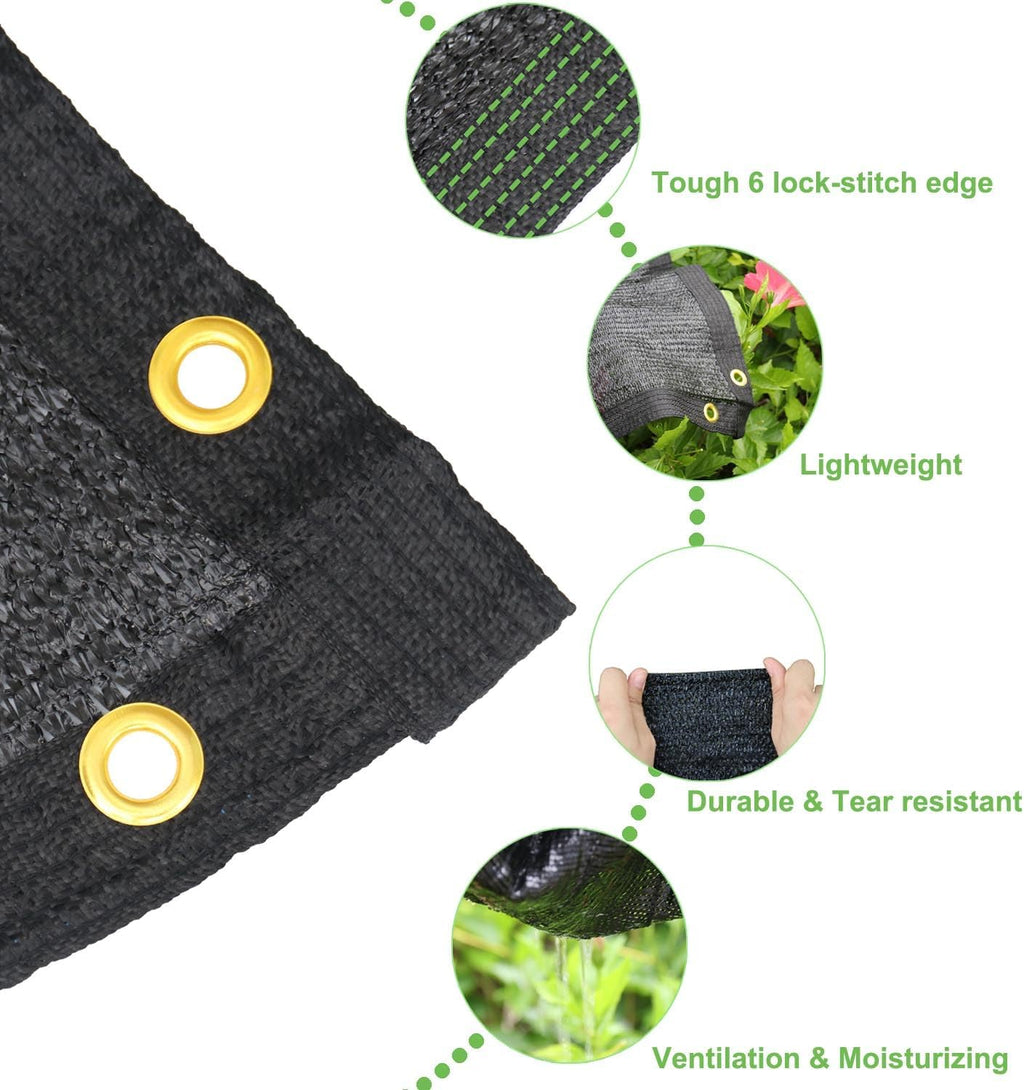 Mklsit 70% Shade Cloth for Garden, 20x20 FT Breathable Sun Shade Mesh Tarp | UV Resistant, Patio Sunshade Net with