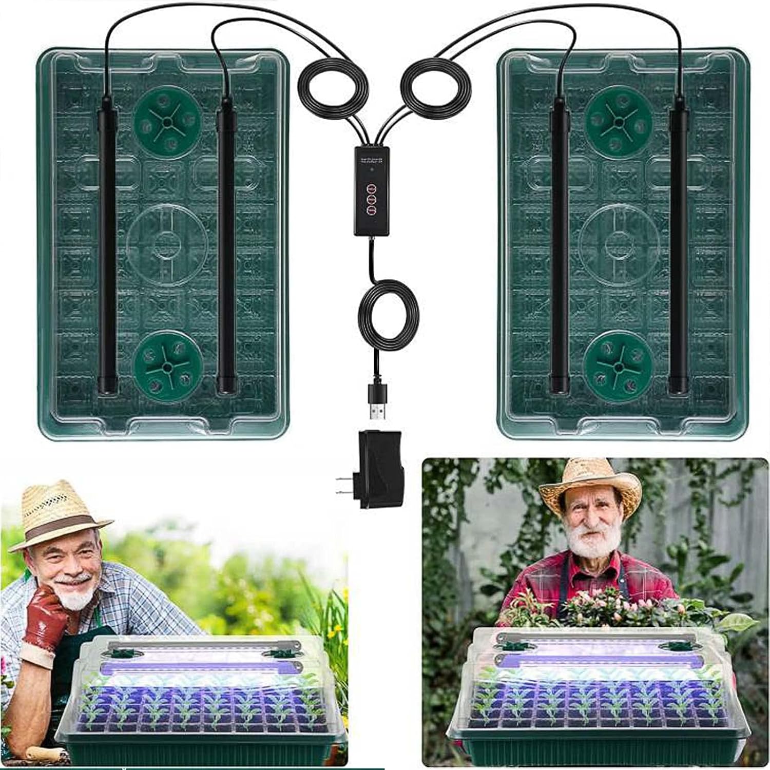 Seed Starter Tray with Grow Light, 2 Packs 80 Cells Seed Starting Kit Seedling Starter Trays with Grow Lights, Plant