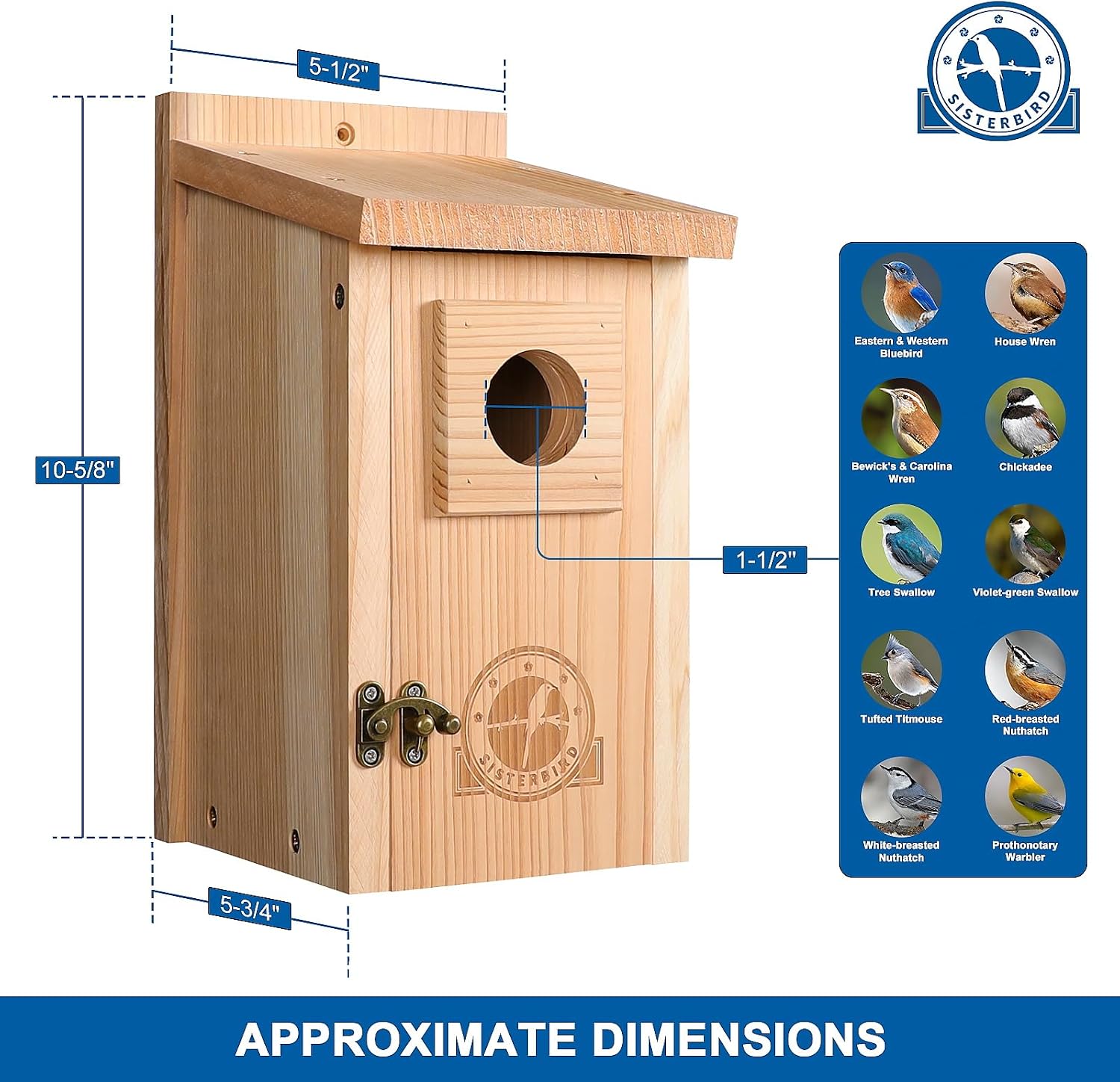 SISTERBIRD Bluebird Houses for Outside, Blue Bird Houses for Outdoors, Premium Bird House, Pack of 2 Bluebird House