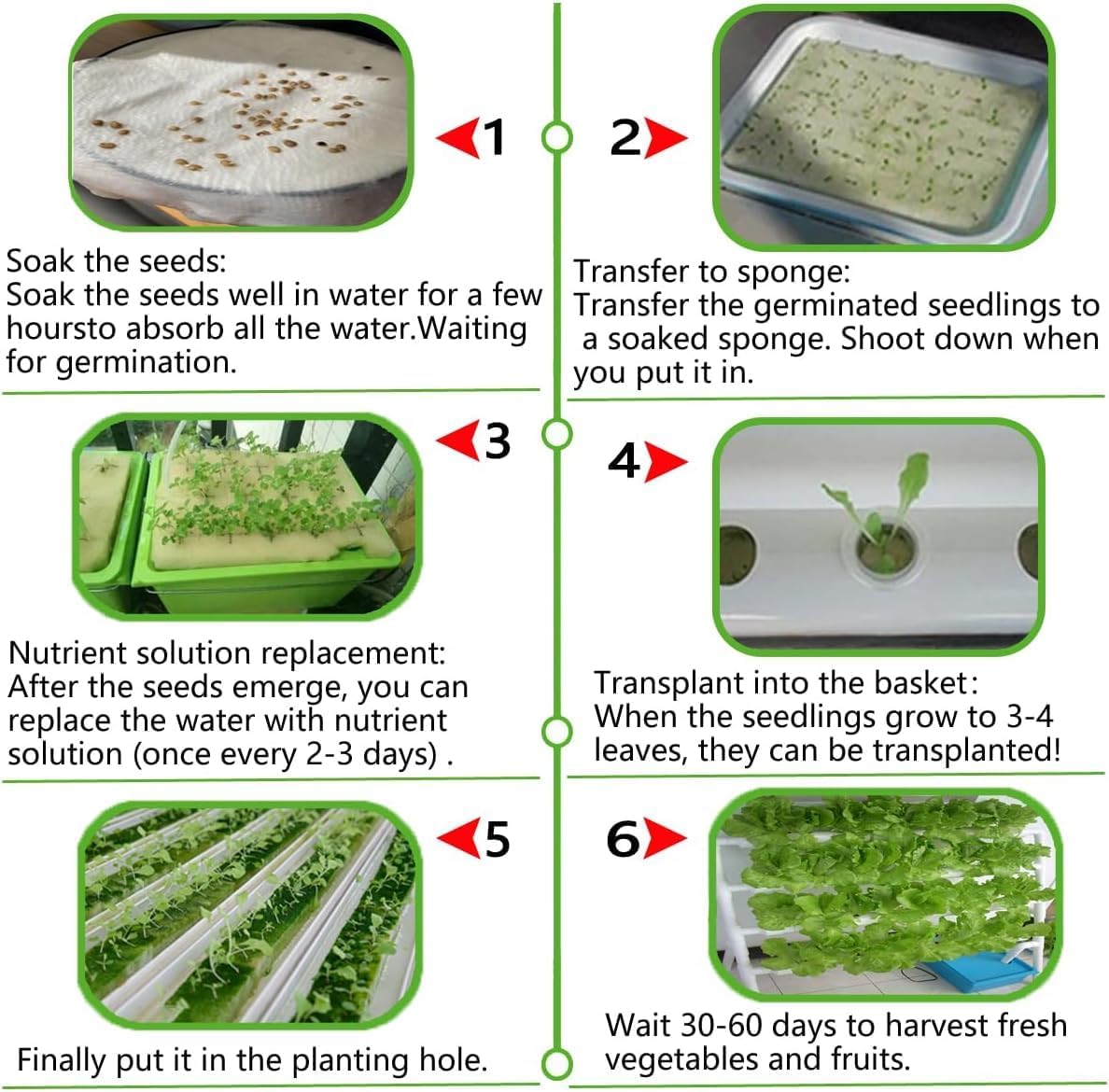 INTBUYING Hydroponic Growing System 20 Holes 4 Pipes 2 Layer Plant Site Grow Kit with 110V Pump Extra-Lage Planting