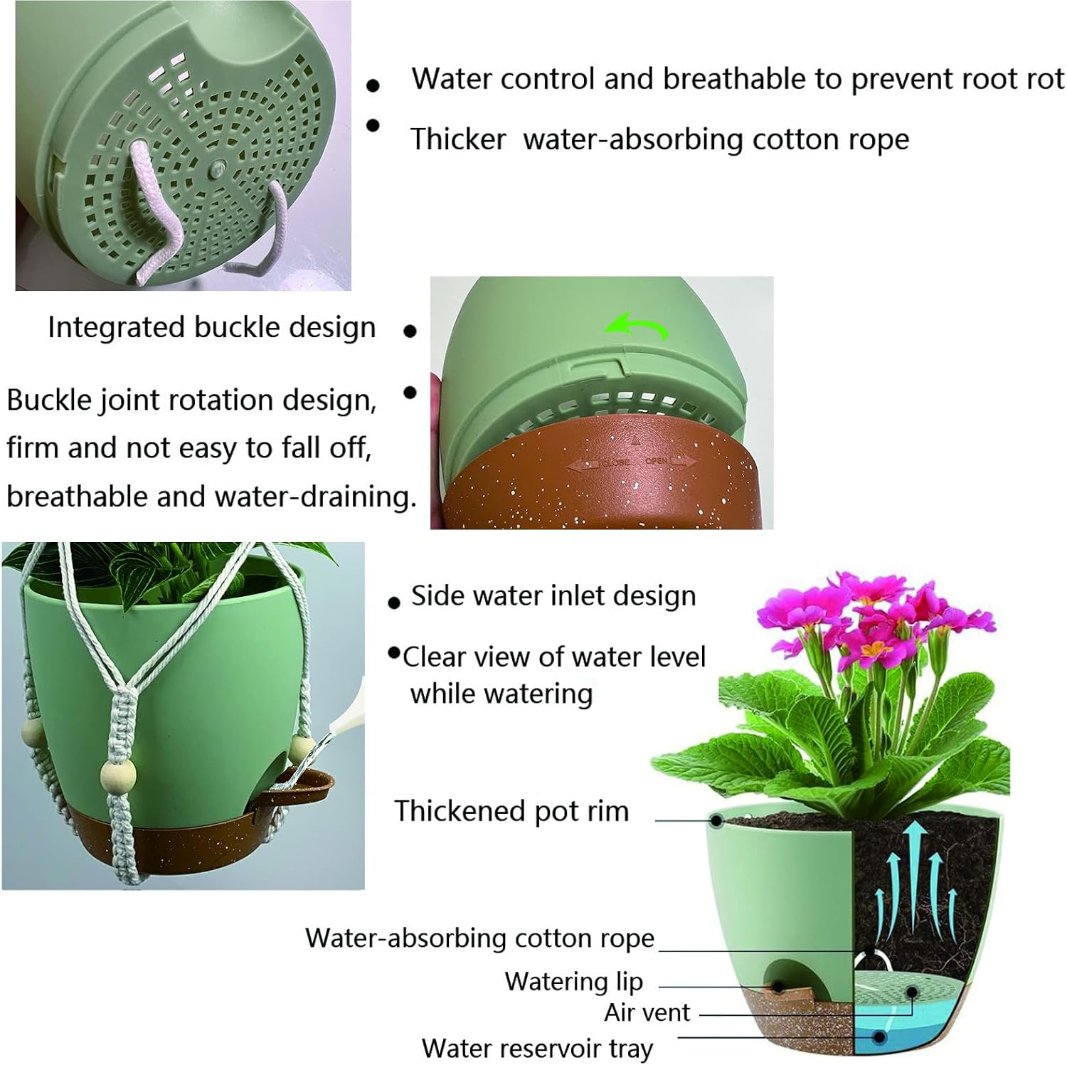 Hanging Planters with Macrame Plant Hangers for Indoor Outdoor Plants, 3 Set Hanging Baskets Flower Pots Holders