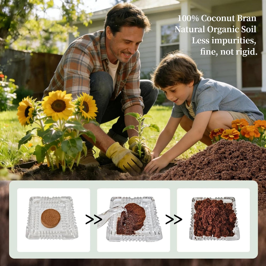Flower Growing Kits, Windowsill Planting Kit with Planting Bags, Coir Soil & Tools Indoor Gardening Starter Kit with