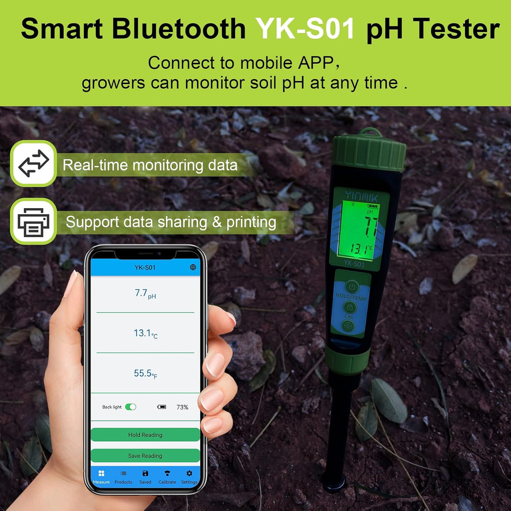Digital Soil pH Meter for Gardeners, Soil Direct pH Tester for Plant Care, Measure pH of Solution Potting Soil Growing