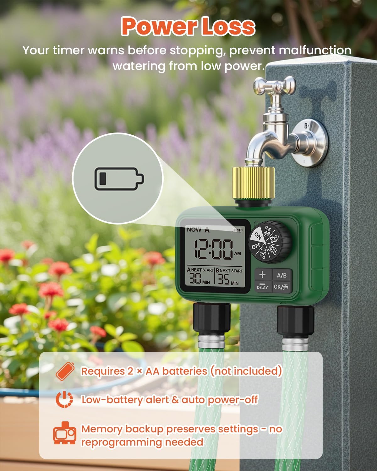 Water Timer for Outdoor Garden Hose, Sprinkler Timer for Garden | Faucet Timer with Auto/Manual/Rain Delay Mode