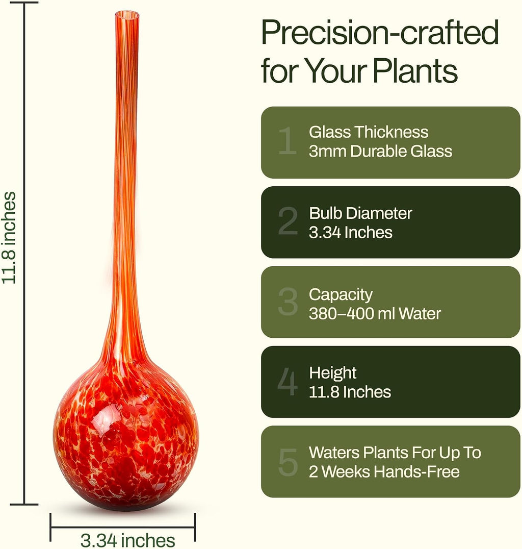 Besti Large Self Watering Globes for Plants Hands Free | Durable, Multicolored Glass Craftsmanship | Holds 380-400ml