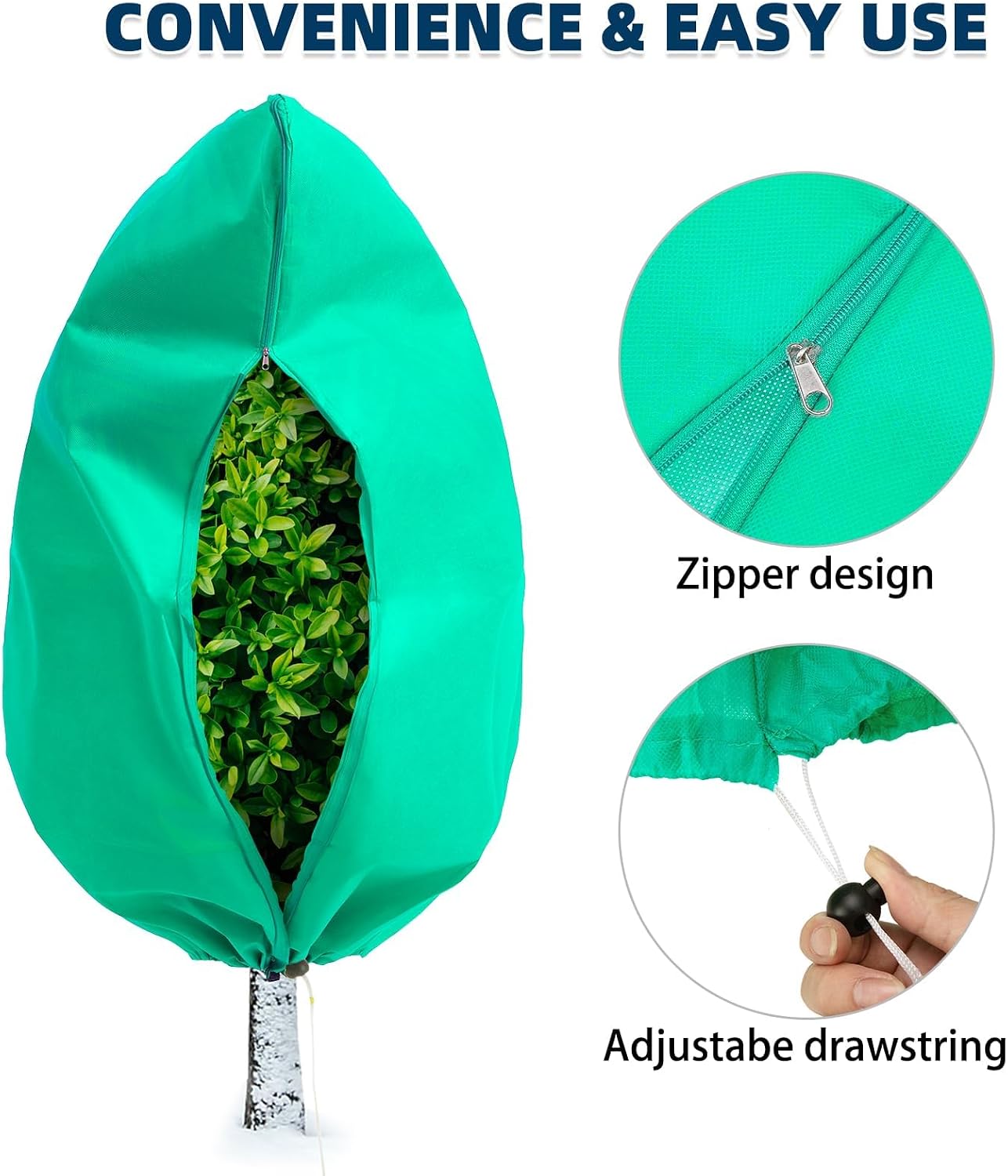 Homimp Plant Covers Freeze Protection, 2 Pack Frost Covers with Zipper Drawstring (71" x 47.3") Plant Protection Cover