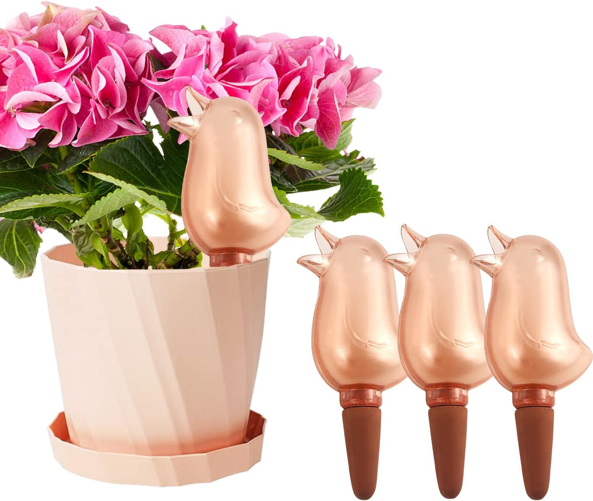 4 Pack Self Watering Spikes for Indoor Plants, Plant Watering Devices with Bird Shape, Automatic Irrigation Spikes for Potted Plants, Vacation Plant Waterer System (Red)