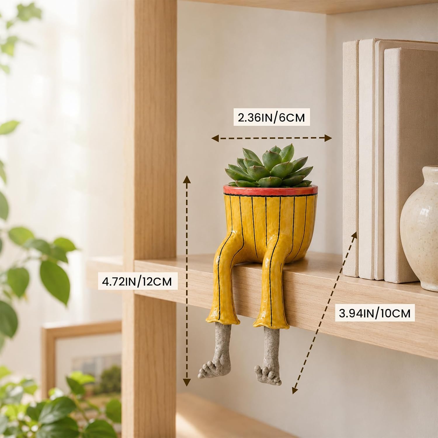 Creative Sitting Human-Shaped Flowerpots, Funny Plant Pot with Legs | Succulent Planters,Unique Resin Design，Cute