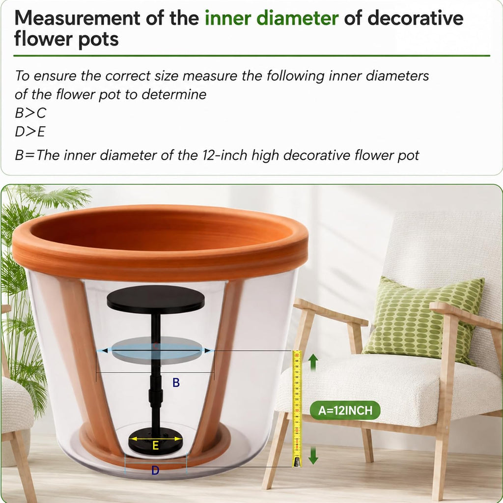 2 Pack Adjustable Height Plant Risers,Adjustable height 12–21 inches | Wooden & Metal Pot Fillers for Large Tall Round