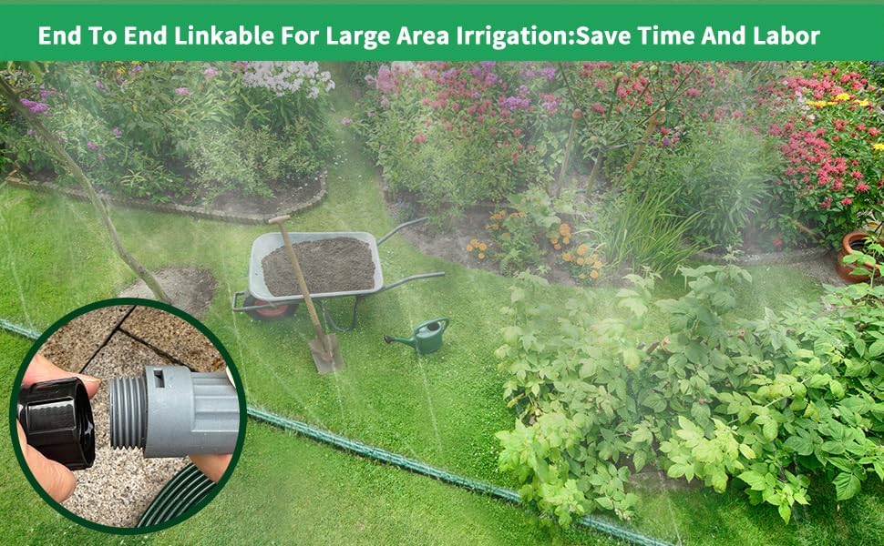 Watoo 2026 Sprinkler Hose & Soaker Hose for Yard - 50 FT Reinforced Flat Garden Hose with Holes, Heavy Duty No-Kink