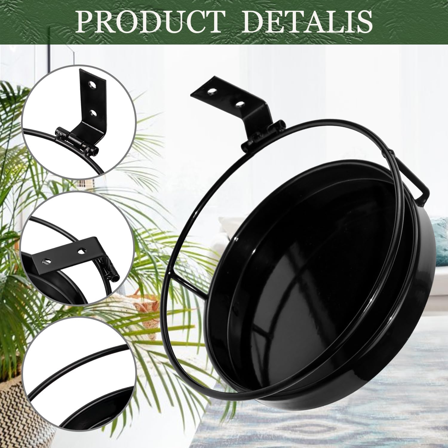ARTORA Wall Mounted Plant Holder, 2 Pack Metal Flower Pot Wall Hanging Shelf Black Indoor Outdoor Decorative Floating
