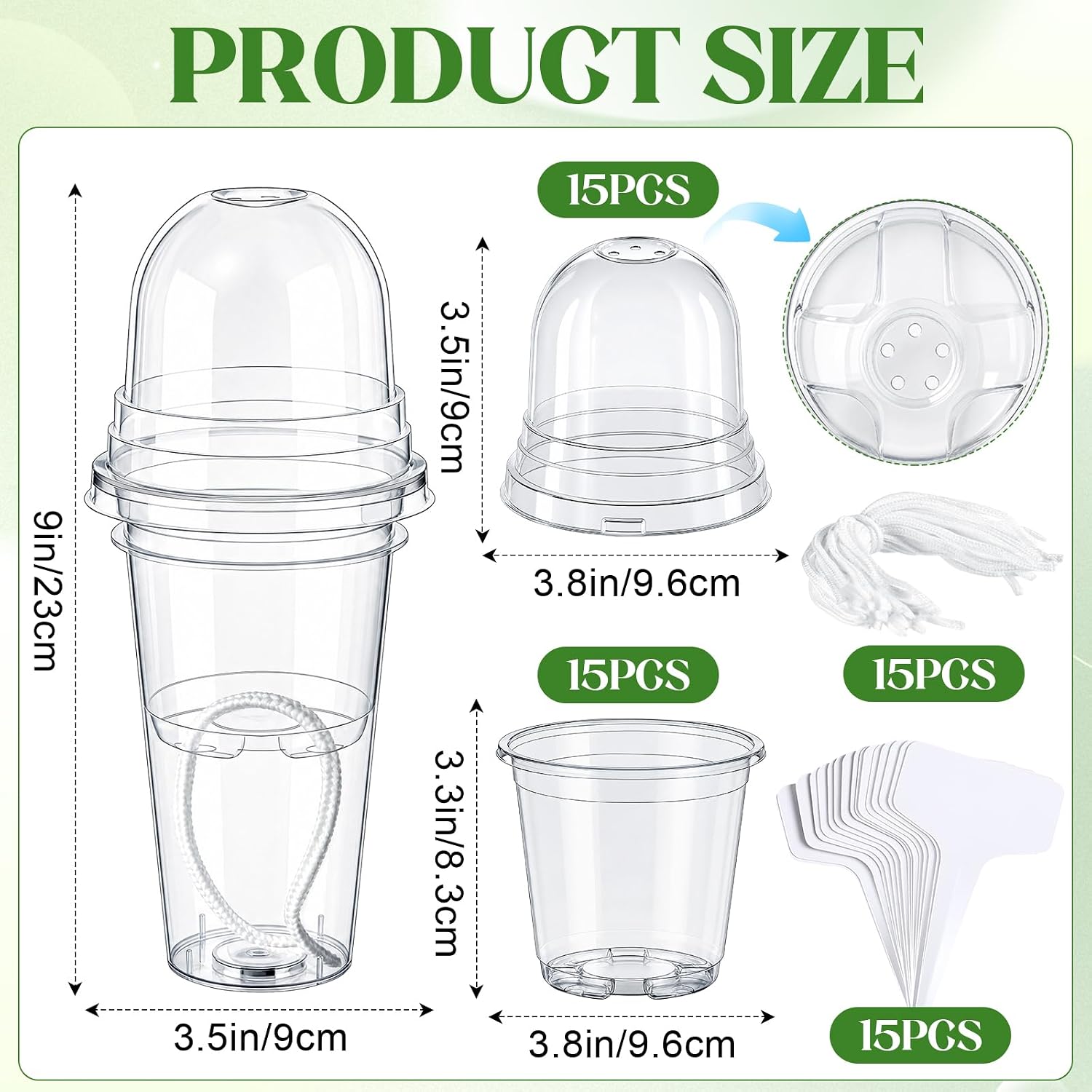 15 Pack 3.5" Self Watering Propagation Pots Clear Plastic | Nursery Cups with Humidity Dome, for Alocasia Corms