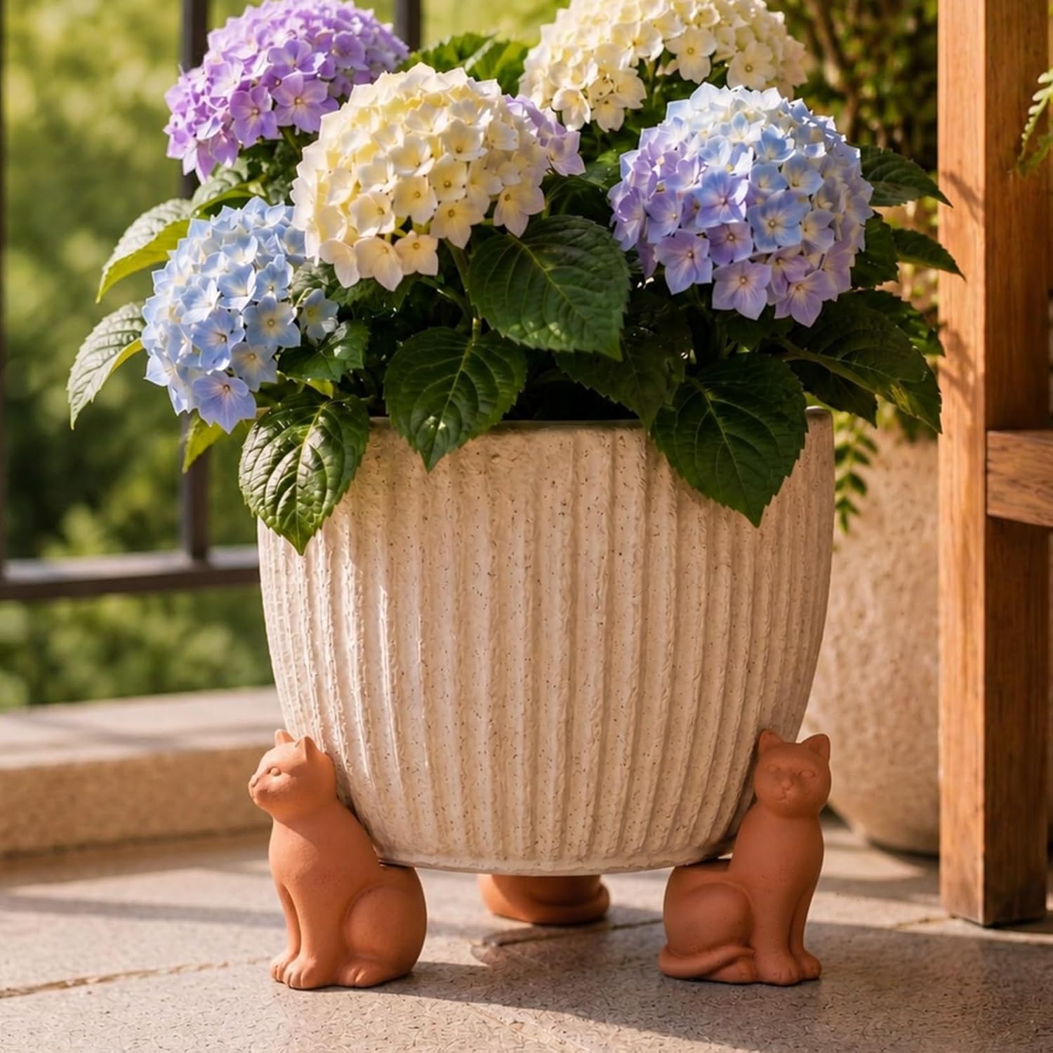LemonRoad 12 Set Cat Pot Feet for Outdoor Planters, Terra Cotta Cement | 4.25" H, Animal Plant Pot Risers for 14"-20"