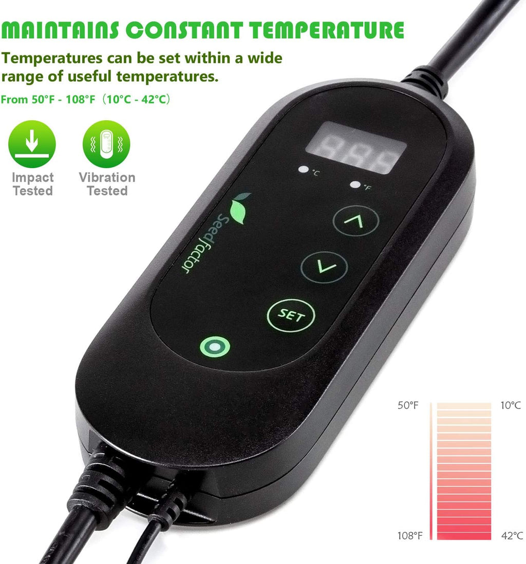 MET Certified Seedling Heat Mat with 50℉~108℉ Digital Thermostat Controller for Seed Germination (20" x 20")