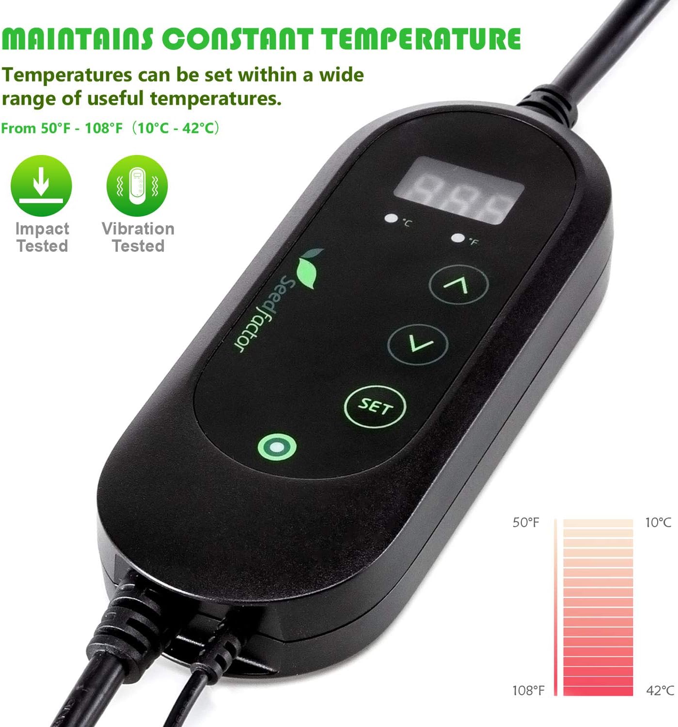 MET Certified Seedling Heat Mat with 50℉~108℉ Digital Thermostat Controller for Seed Germination (20" x 20")
