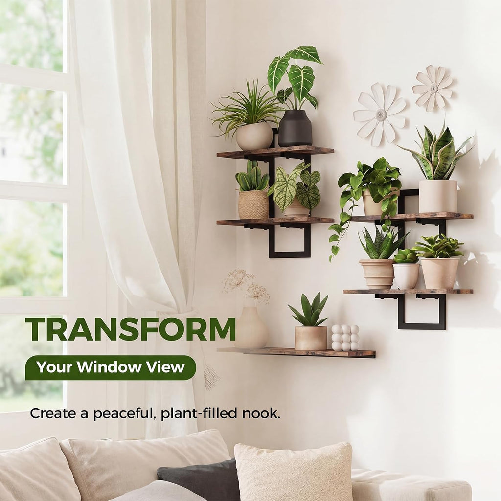 Bamworld Floating Shelves for Wall Planters Indoor Hanging Plant Shelves | Plant Holder Wall Decor Plant Stand Indoor