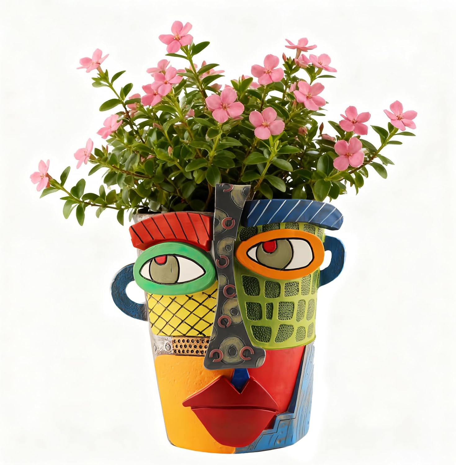 Abstract Face Planters Pots Head,Unique Head Planter for Indoor Plants,Funny Face Flower Pot,Colorful Plant Pots for