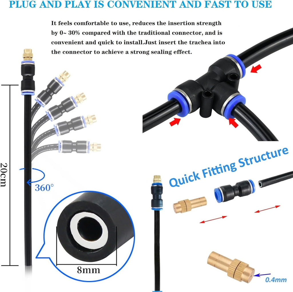 Update Drip Irrigation Kit, 82FT Automatic Watering System with 20 Replaceable 360° Bendable Sprayers, Atomizing Copper