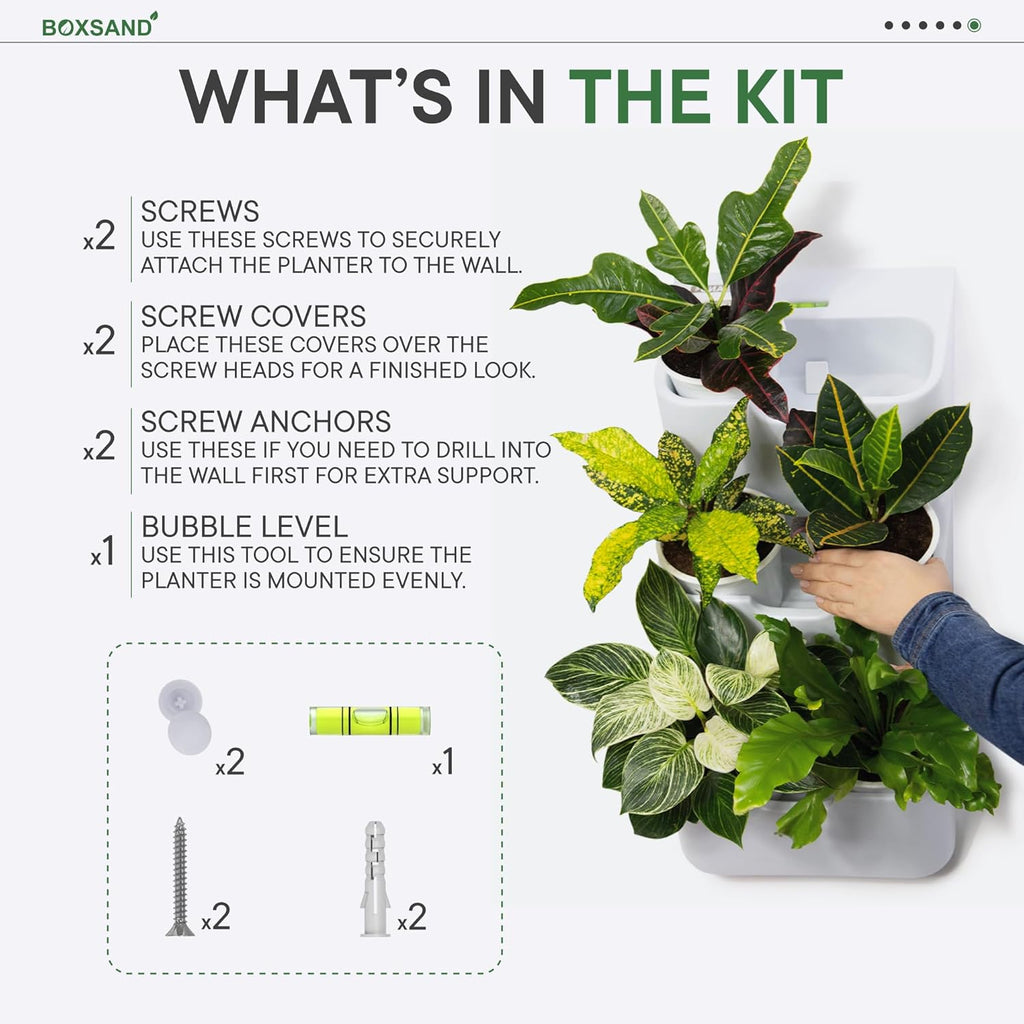 BOXSAND-12 Vertical Wall Planter for 12 Plants – Indoor/Outdoor Living Wall, Space-Saving Vertical Garden System, Easy