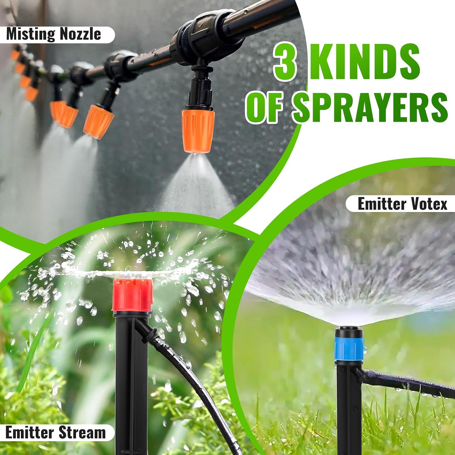 240FT Drip Irrigation System with with 1/2'' 1/4'' Tubing Hose | Automatic Drip Irrigation Kits Quick-Connect for