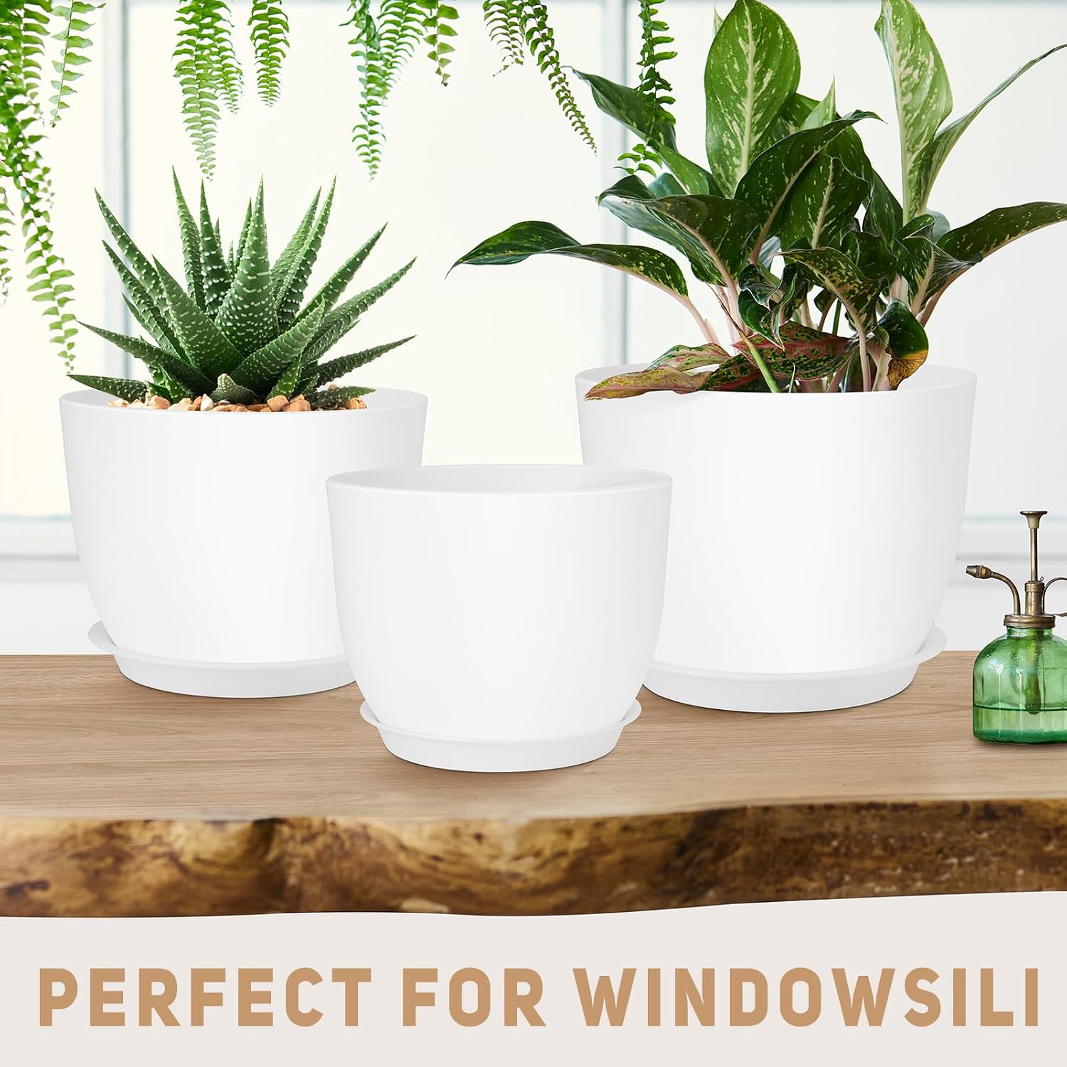 YNNICO Plant Pots 12/10/9 inch Set of 3, Flower Pots with Multi Mesh Drainage Holes, Large Planters for Indoor Outdoor