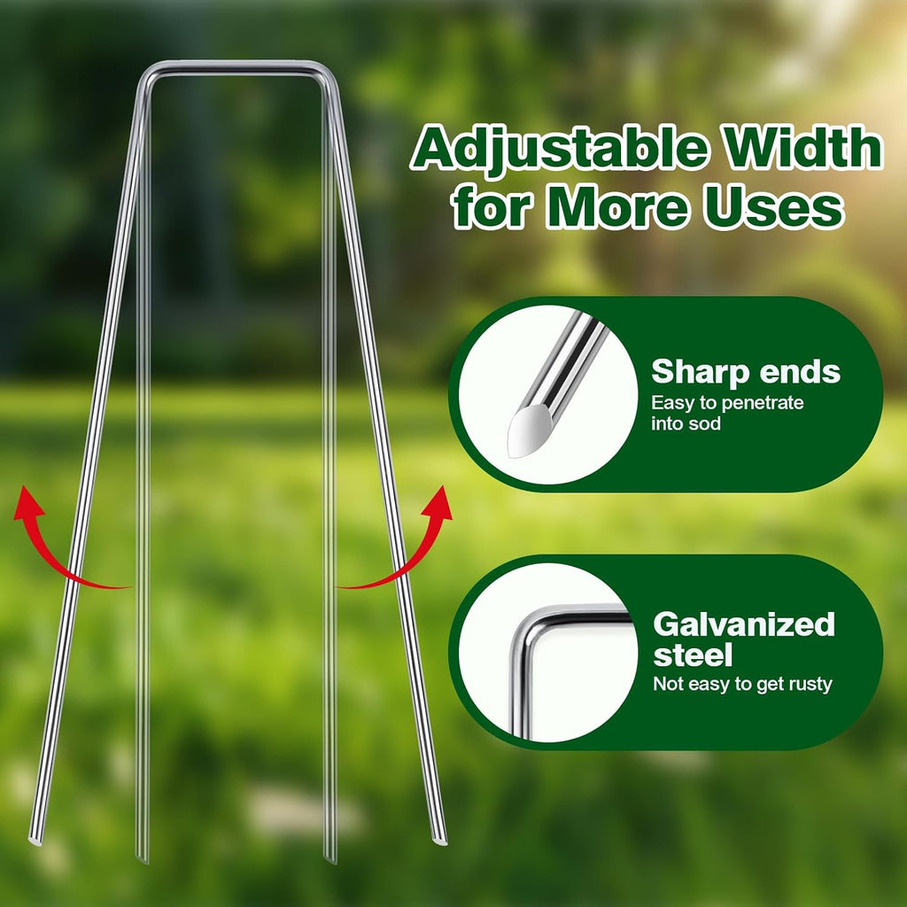 VISRIE 240 Pack Heavy Duty Landscape Staples, 6 Inch 11-Gauge Galvanized Garden Stakes, Anti-Rust U-Shaped Yard Pins