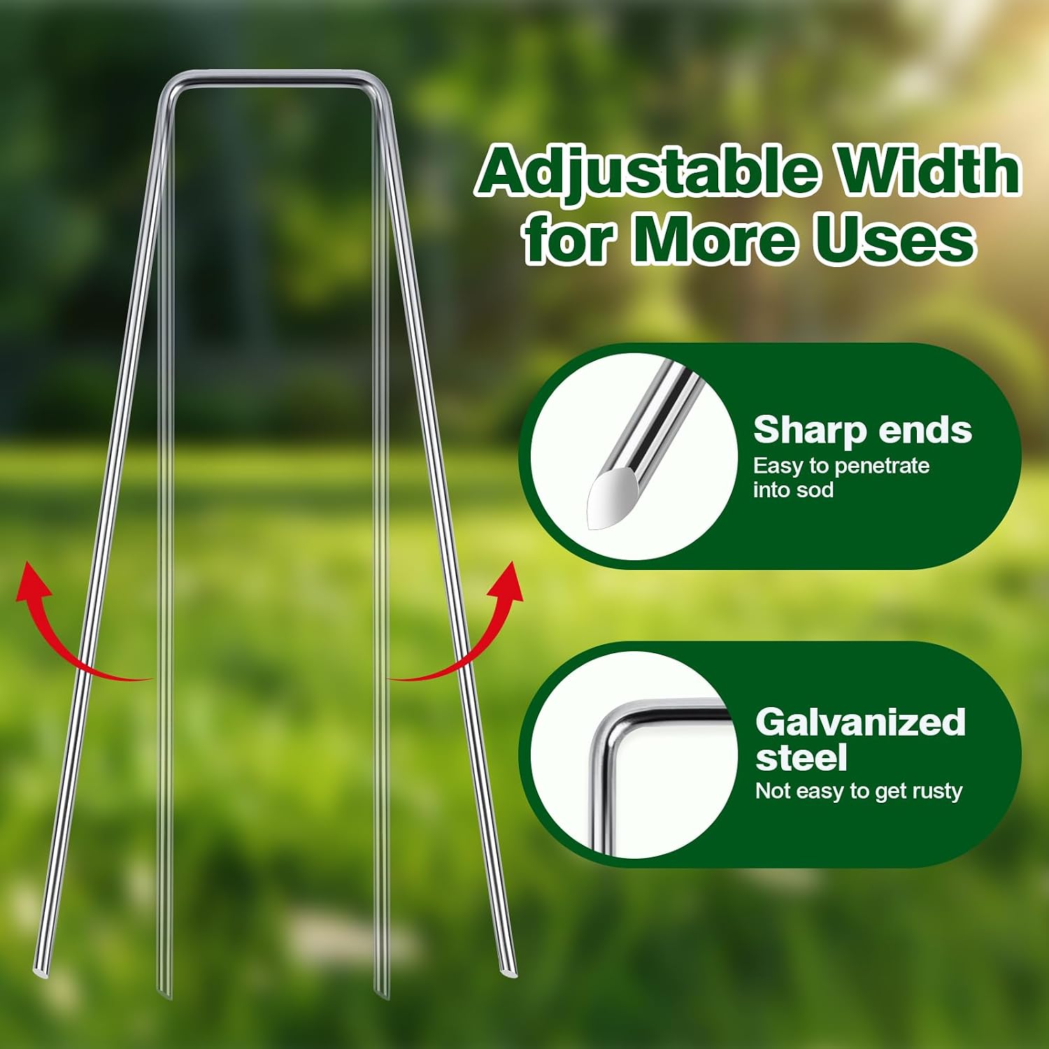 VISRIE 240 Pack Heavy Duty Landscape Staples, 6 Inch 11-Gauge Galvanized Garden Stakes, Anti-Rust U-Shaped Yard Pins