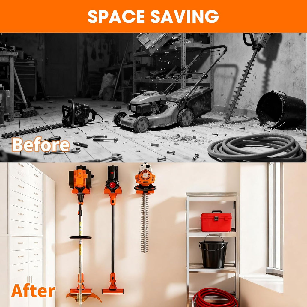Weed Eater Hanger, Garage Organizer Trimmer Rack Wall Mount, Garden Power Tool Holder Garage Hooks for Grass Trimmer