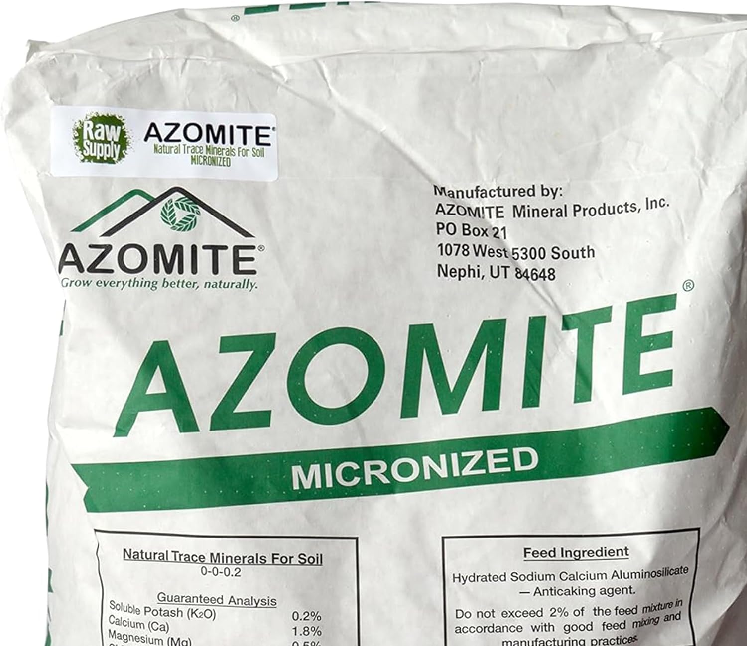 Azomite Raw Supply Organic Trace Mineral Powder 44LB Micronized, White
