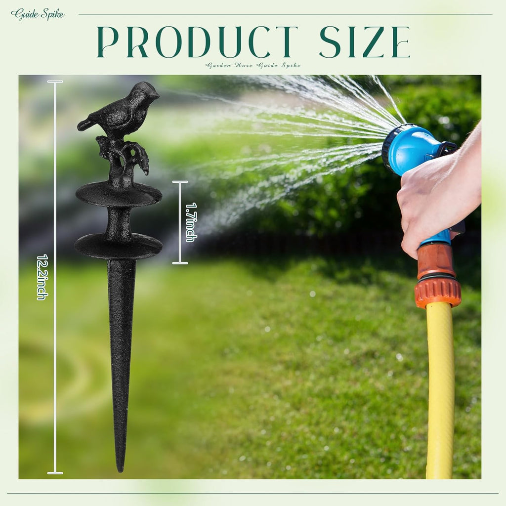 2 Pcs Garden Hose Guide Spike 12 Inch Heavy Duty Metal Hose Support Spike Aluminum Decorative Garden Stakes Protector