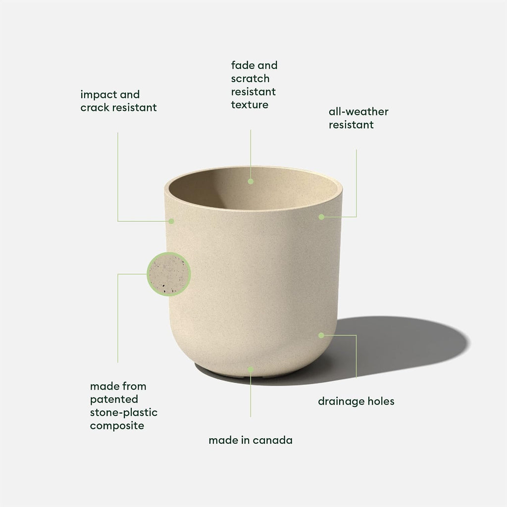 Veradek Mason Series Lima Planter - Large Round Outdoor Planter | Made From a Durable Plastic-Stone Composite With