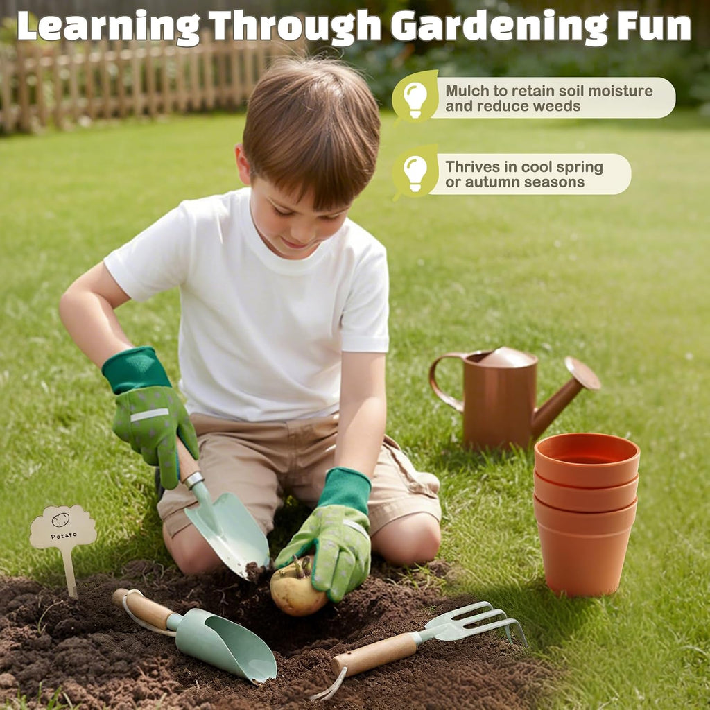 Kids Gardening Set, Quality Gardening Tool Kit Outdoor Toys for Toddlers | Gardening Set with Tote Bag, Gloves