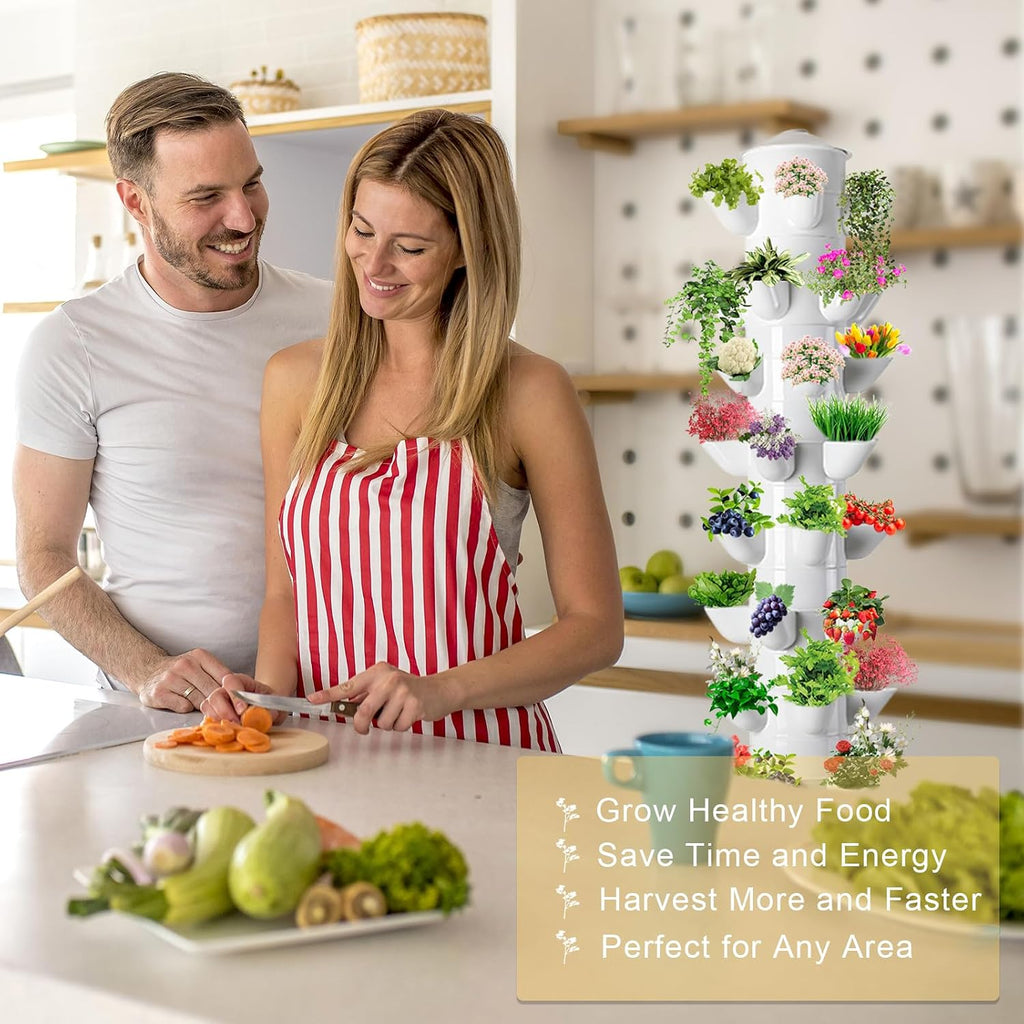 Hydroponics Tower Indoor Growing System 30-Plant Vertical Garden Planter Indoor Smart Garden Kit with Pump and Movable
