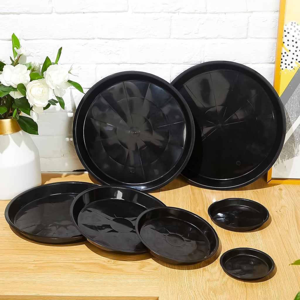 Honeydak 48 Pieces Plant Saucer Potted Plant Trays Round Plastic Drainage Tray Sturdy Drip Flower Saucers for Potted