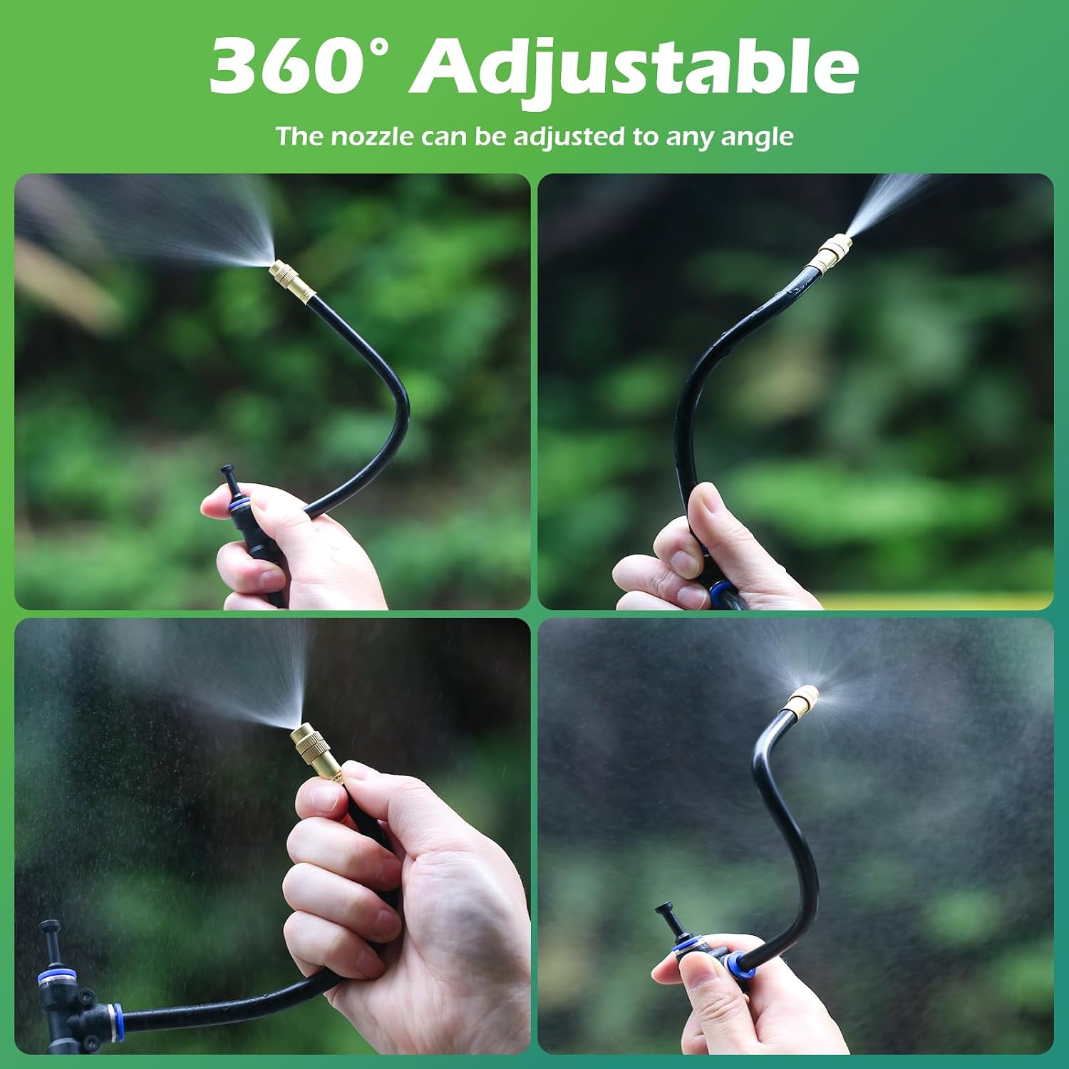 Drip Irrigation System 100 FT with 32 Nozzles, 360° Adjustable Bendable Garden Watering Misting System for Greenhouse