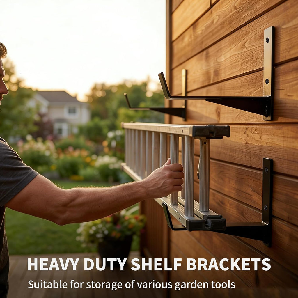 Window Box Brackets, 6 inch Flower Planter Box Brackets, Heavy Duty Metal Flower Box Wall Mounting Hooks for Railings