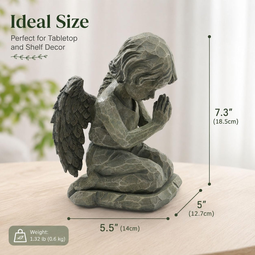 Praying Angel Figurine, 7.3 Inch Resin Angel Statue for Memorial Gifts, Sympathy Gifts, Indoor Home Decor, Garden