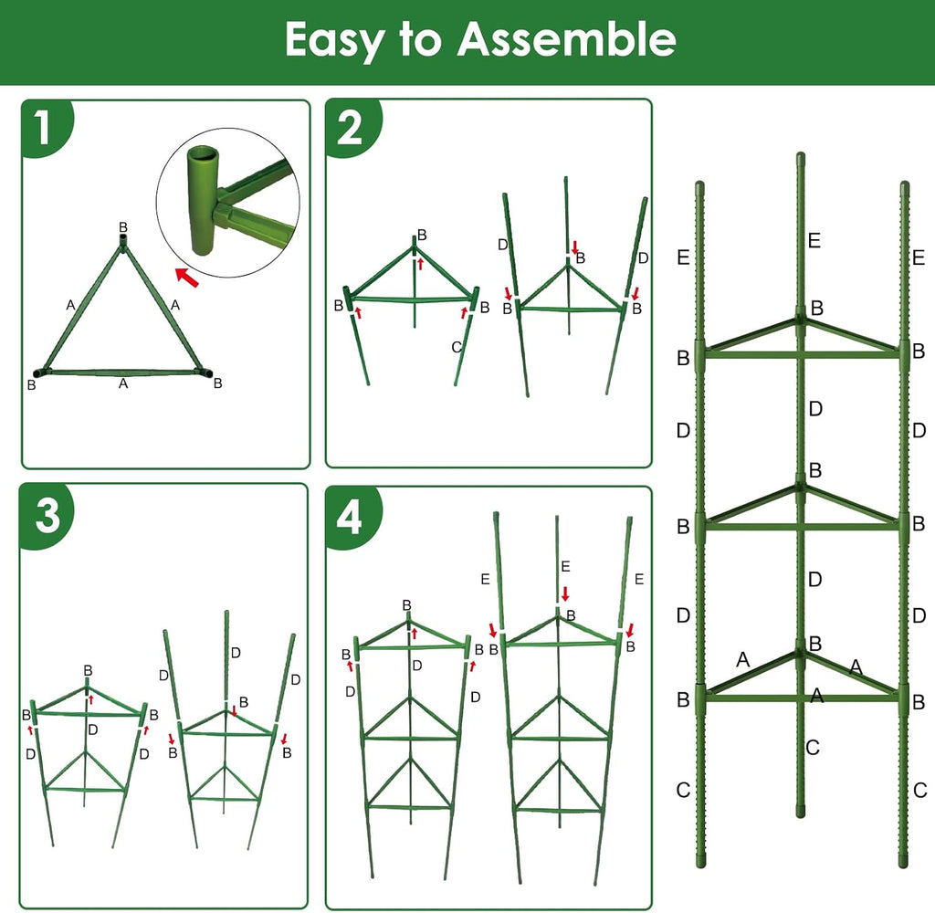 CEWOR 6 Pack Tomato Cage, 51.2 Inch Tall Adjustable Tomato Trellis | Tomato Cages for Garden, Plant Support Structure