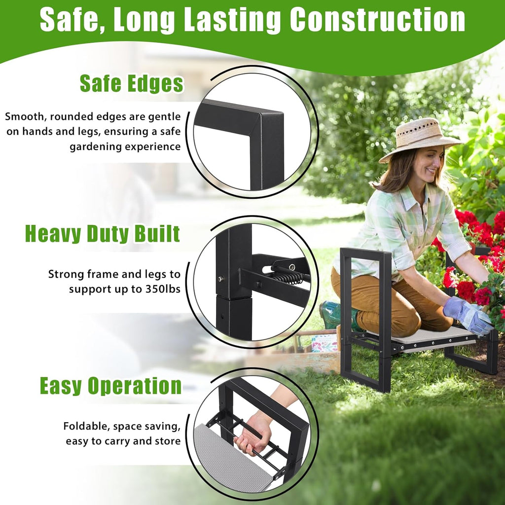 Garden Kneeler and Seat, 12.7" Wide Folding Heavy Duty Gardening Bench with Handles for Kneeling and Seat