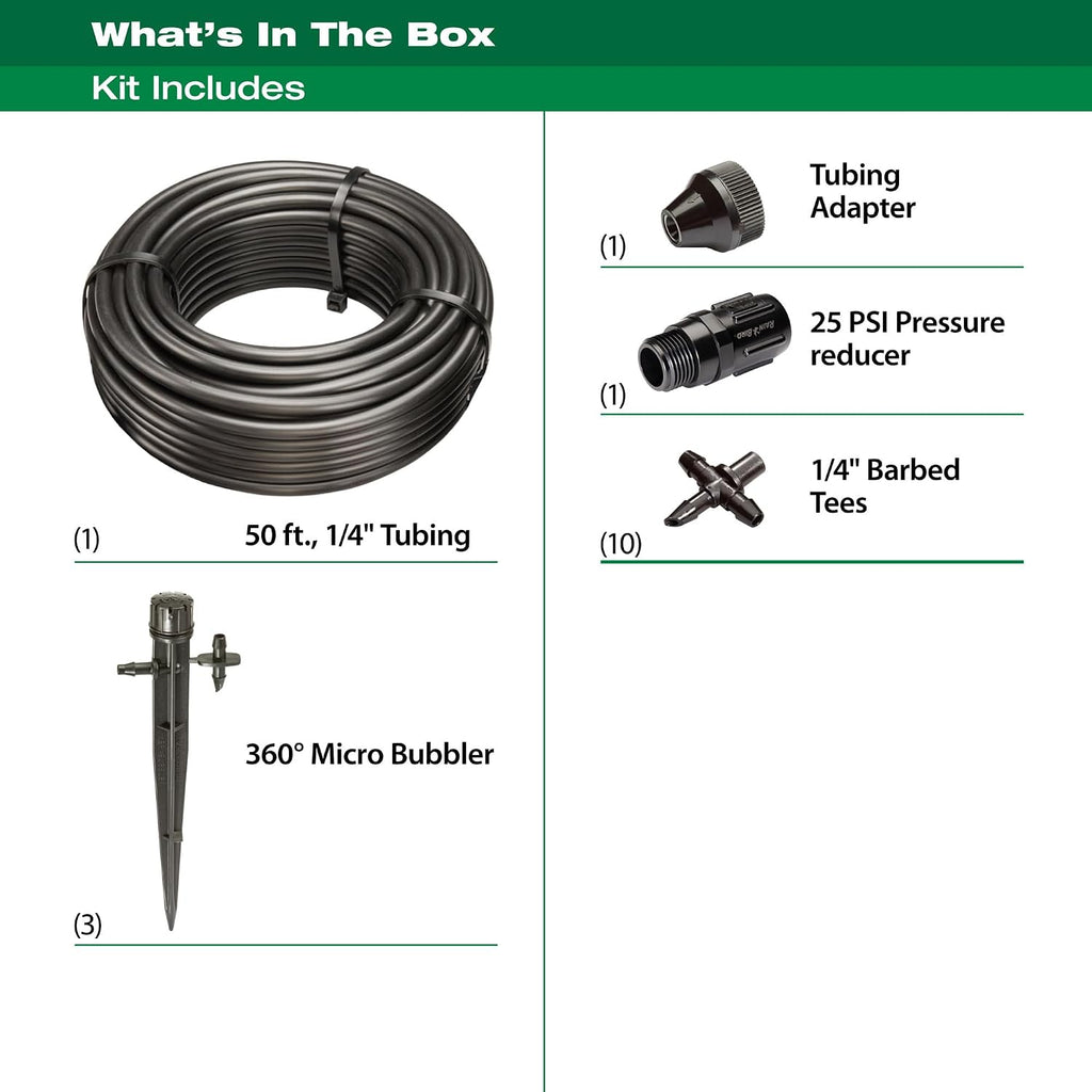 Rain Bird POTTEDKIT Drip Irrigation Kit, Full Circle, 1/4"