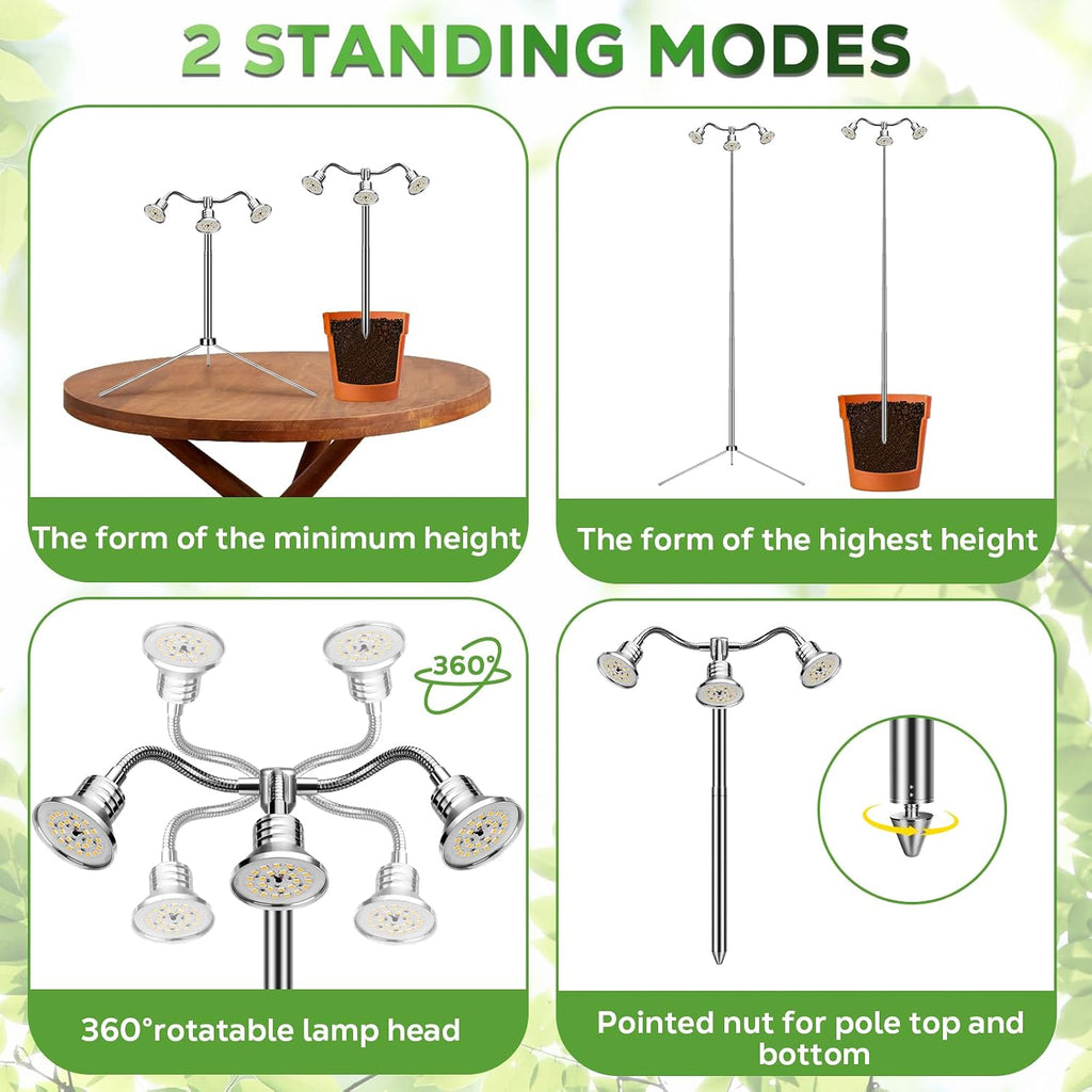 Full Spectrum Grow Lights for Indoor Plants 15-62 Inches Height Adjustable Aluminum Alloy Plant Growing Lamps with