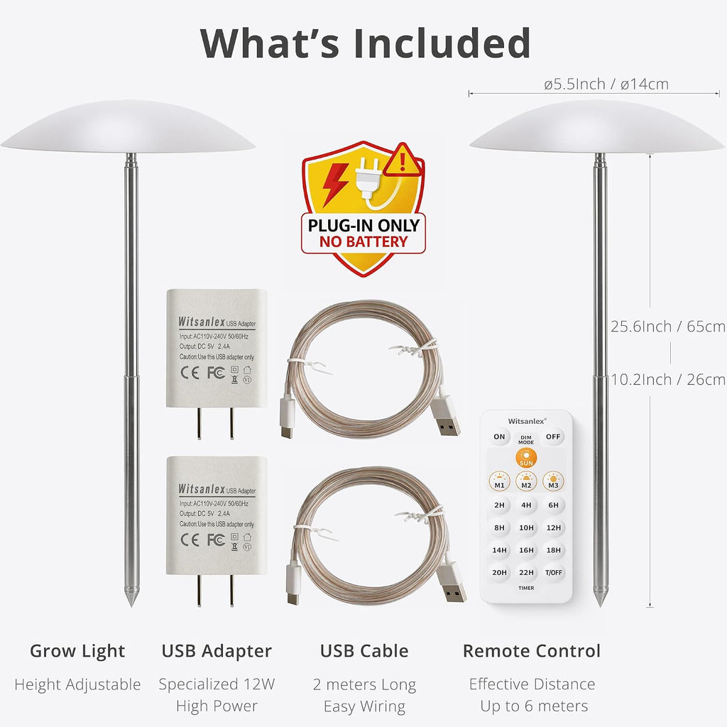 Smart LED Grow Light for Indoor Plants, Programmable Timer and Dim | Daily Auto On/Off Timer, Height Adjustable