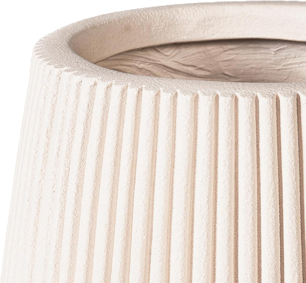 16" Pear-Shaped Fluted Planter - Handmade Fiberglass Composite | Handmade pear-shaped fluted fiberglass composite with