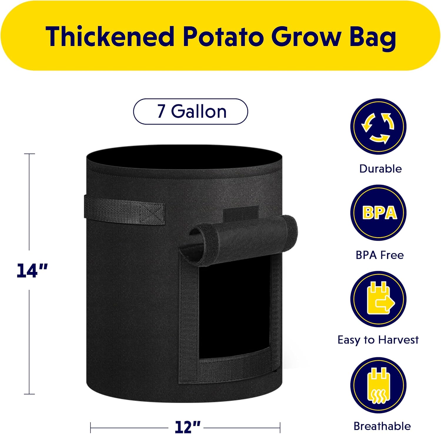 iPower 10-Pack 7-Gallon Potato Grow Bags Thickened Non-Woven Aeration Fabric Container Planter Pots with Handle, Access